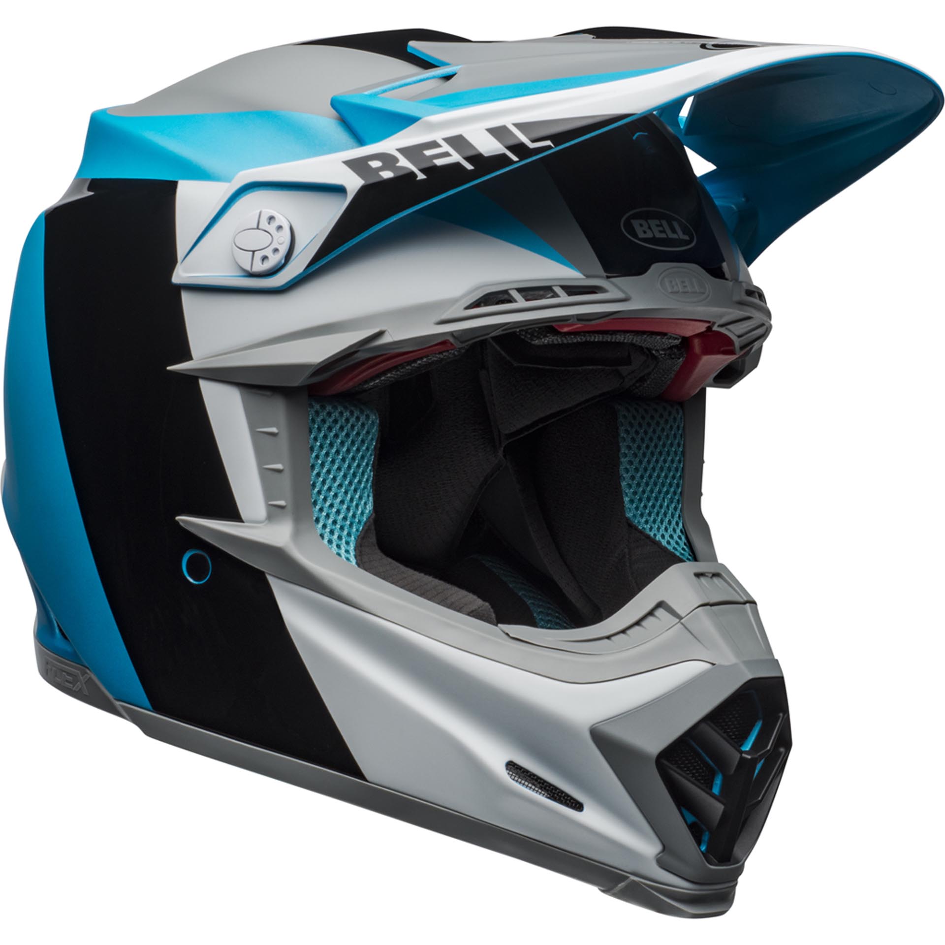 Division Matte/Gloss White/Black/Blue, Medium Bell Moto-9 Flex Off-Road Motorcycle Helmet Division Matte/Gloss White/Black/Blue, Medium Bell Moto-9 Flex Off-Road Motorcycle Helmet