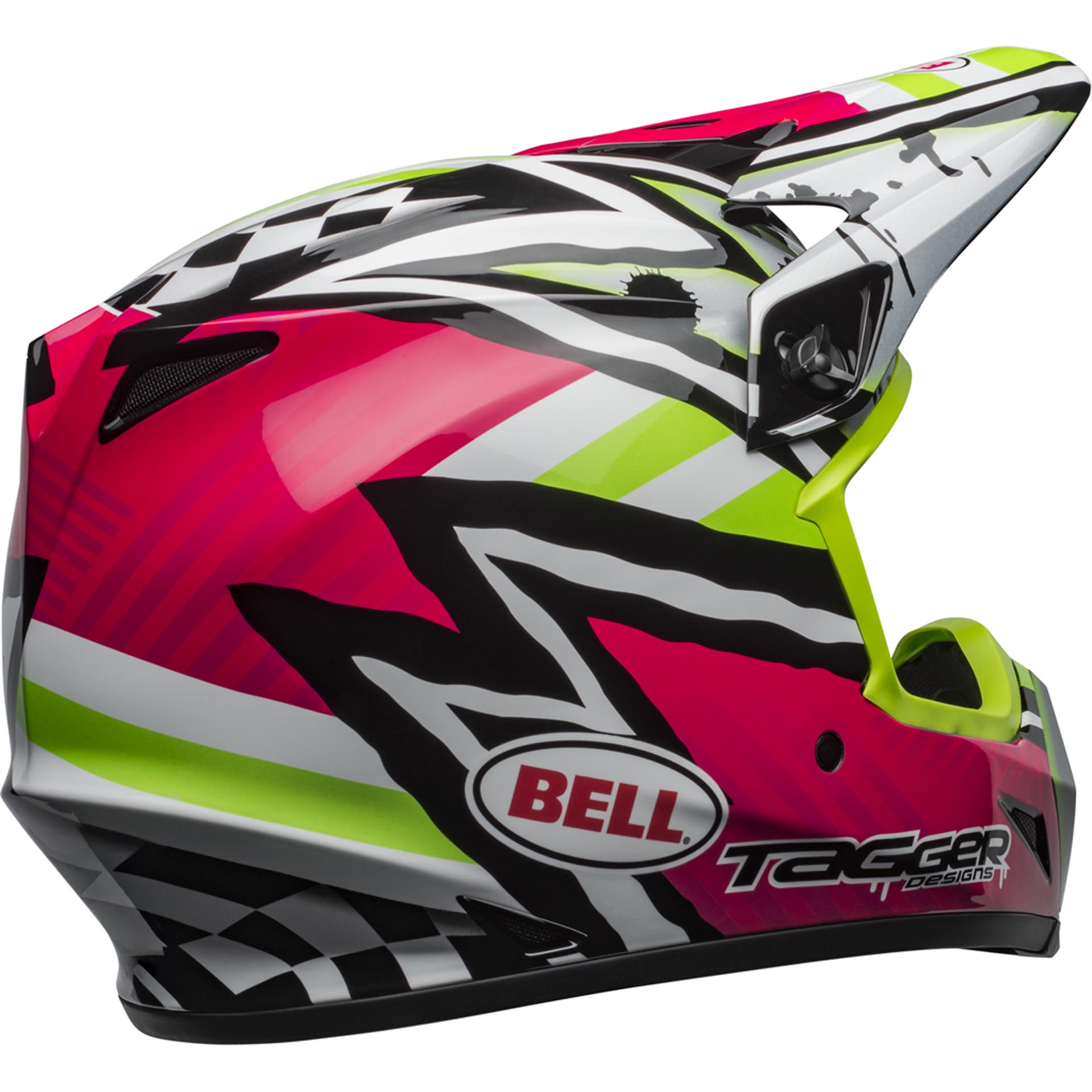 BELL MX-9 MIPS MOTOCROSS MX BIKE HELMET GREEN TAGGER ASYMETRIC PINK BELL MX-9 MIPS MOTOCROSS MX BIKE HELMET GREEN TAGGER ASYMETRIC PINK